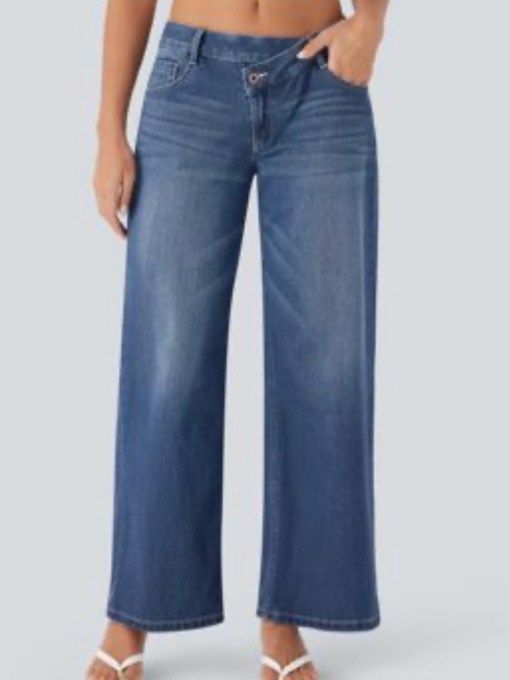 HALARA Medium Blue Wide-Leg Jeans